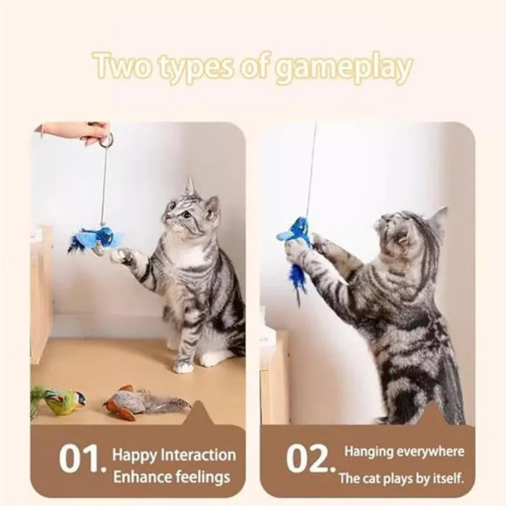 Interactive Chirping Bird Cat Toy with Catnip Automatic Self-Play & Exercise